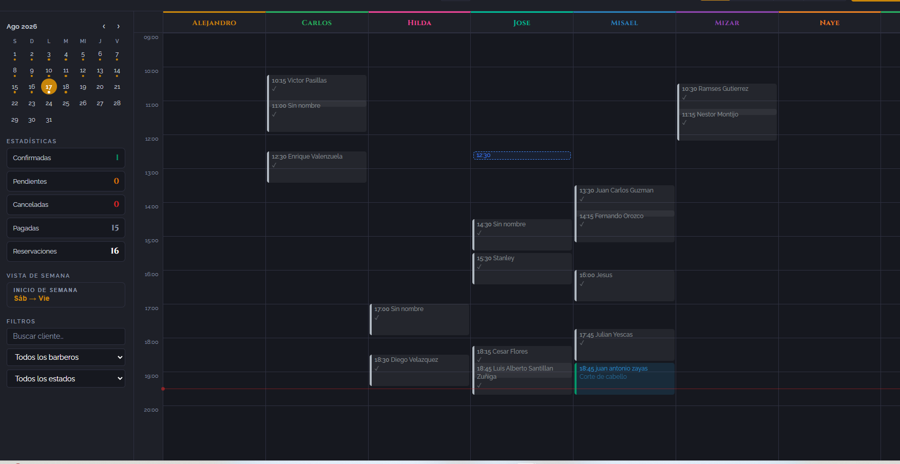 Calendario semanal